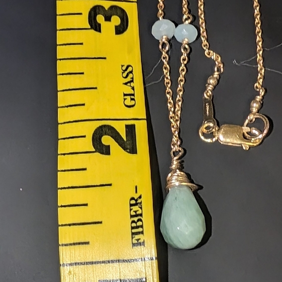 Vintage Aventurine Chalcedony Pendant with Stone Accents 14k Gold Fill 18" Chain - Picture 4 of 9